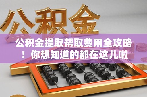 寿县公积金提取帮取费用全攻略!你想知道的都在这儿啦 寿县公积金提取帮取费用全攻略!你想知道的都在这儿啦